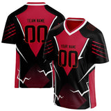 Custom Unisex Black & Red Pattern Football Jersey