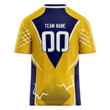 Custom Unisex Yellow & Navy Pattern Football Jersey