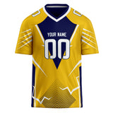 Custom Unisex Yellow & Navy Pattern Football Jersey