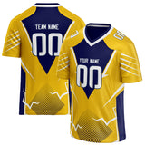 Custom Unisex Yellow & Navy Pattern Football Jersey