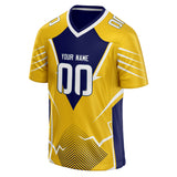 Custom Unisex Yellow & Navy Pattern Football Jersey