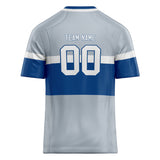 Custom Unisex Gray & Royal Pattern Football Jersey