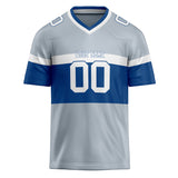 Custom Unisex Gray & Royal Pattern Football Jersey