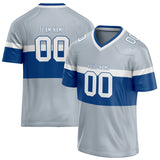 Custom Unisex Gray & Royal Pattern Football Jersey