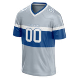 Custom Unisex Gray & Royal Pattern Football Jersey