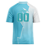 Custom Unisex Light Blue & White Pattern Football Jersey