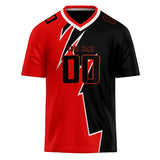 Custom Unisex Red & Black Pattern Football Jersey