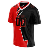 Custom Unisex Red & Black Pattern Football Jersey