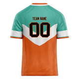 Custom Unisex Teal & Orange Pattern Football Jersey