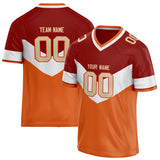 Custom Unisex Crimson & Orange Pattern Football Jersey