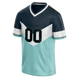 Custom Unisex Teal & Black Pattern Football Jersey