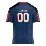 Custom Unisex Navy & Red Pattern Football Jersey