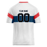 Custom Unisex White & Navy Pattern Football Jersey