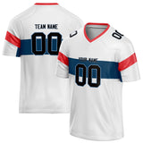 Custom Unisex White & Navy Pattern Football Jersey