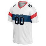 Custom Unisex White & Navy Pattern Football Jersey