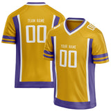 Custom Unisex Gold & Purple Pattern Football Jersey