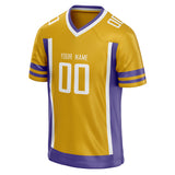 Custom Unisex Gold & Purple Pattern Football Jersey