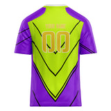 Custom Unisex Purple & Chartreuse Pattern Football Jersey