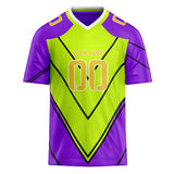 Custom Unisex Purple & Chartreuse Pattern Football Jersey