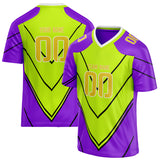 Custom Unisex Purple & Chartreuse Pattern Football Jersey