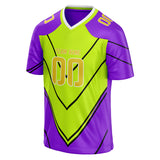 Custom Unisex Purple & Chartreuse Pattern Football Jersey