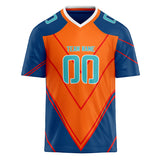 Custom Unisex Royal & Orange Pattern Football Jersey