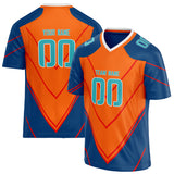 Custom Unisex Royal & Orange Pattern Football Jersey