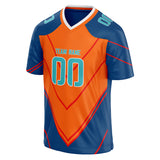 Custom Unisex Royal & Orange Pattern Football Jersey