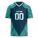 Custom Unisex Teal & Green Pattern Football Jersey