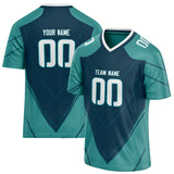 Custom Unisex Teal & Green Pattern Football Jersey