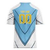 Custom Unisex White & Light Blue Pattern Football Jersey