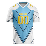 Custom Unisex White & Light Blue Pattern Football Jersey