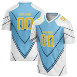 Custom Unisex White & Light Blue Pattern Football Jersey