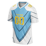 Custom Unisex White & Light Blue Pattern Football Jersey