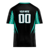 Custom Unisex Black & Teal Pattern Football Jersey