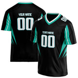 Custom Unisex Black & Teal Pattern Football Jersey