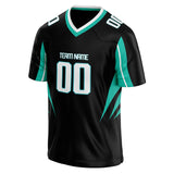 Custom Unisex Black & Teal Pattern Football Jersey