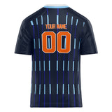 Custom Unisex Navy & Light Blue Pattern Football Jersey