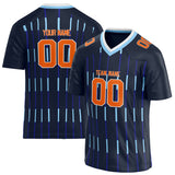 Custom Unisex Navy & Light Blue Pattern Football Jersey