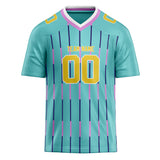 Custom Unisex Teal & Purple Pattern Football Jersey