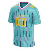 Custom Unisex Teal & Purple Pattern Football Jersey