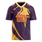 Custom Unisex Purple & Gold Pattern Football Jersey