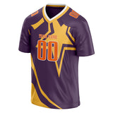 Custom Unisex Purple & Gold Pattern Football Jersey