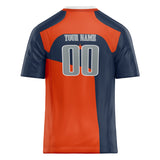 Custom Unisex Navy & Orange Pattern Football Jersey