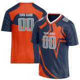 Custom Unisex Navy & Orange Pattern Football Jersey