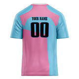 Custom Unisex Light Blue & Pink Pattern Football Jersey