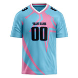 Custom Unisex Light Blue & Pink Pattern Football Jersey