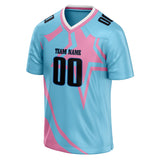 Custom Unisex Light Blue & Pink Pattern Football Jersey