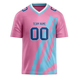 Custom Unisex Pink & Light Blue Pattern Football Jersey