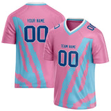 Custom Unisex Pink & Light Blue Pattern Football Jersey